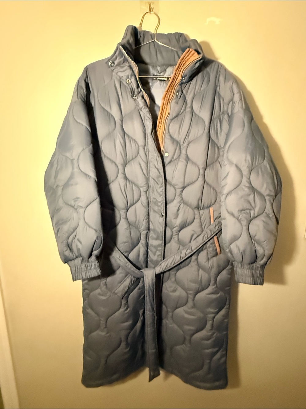 Missguided Navy Quilted Hooded Puffer Coat